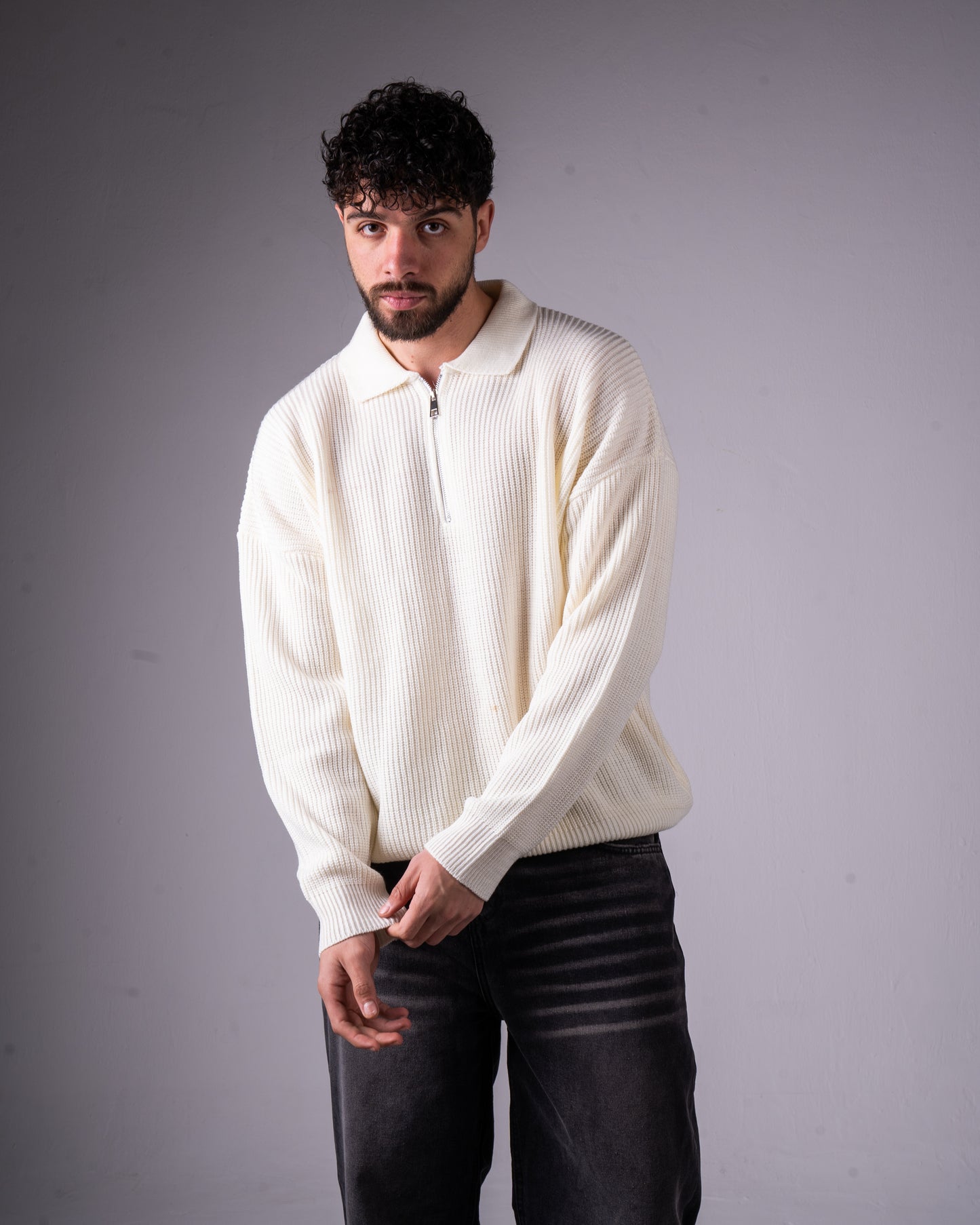 Trico Textured Quarter Zipper Oversized