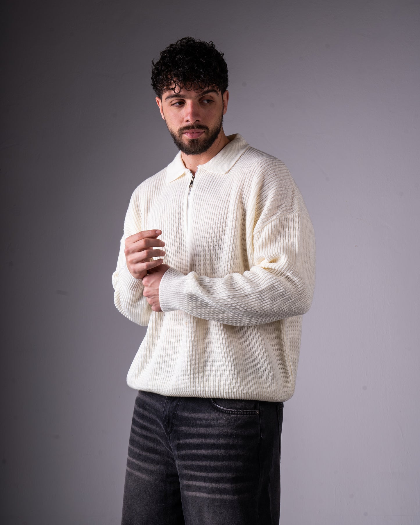 Trico Textured Quarter Zipper Oversized