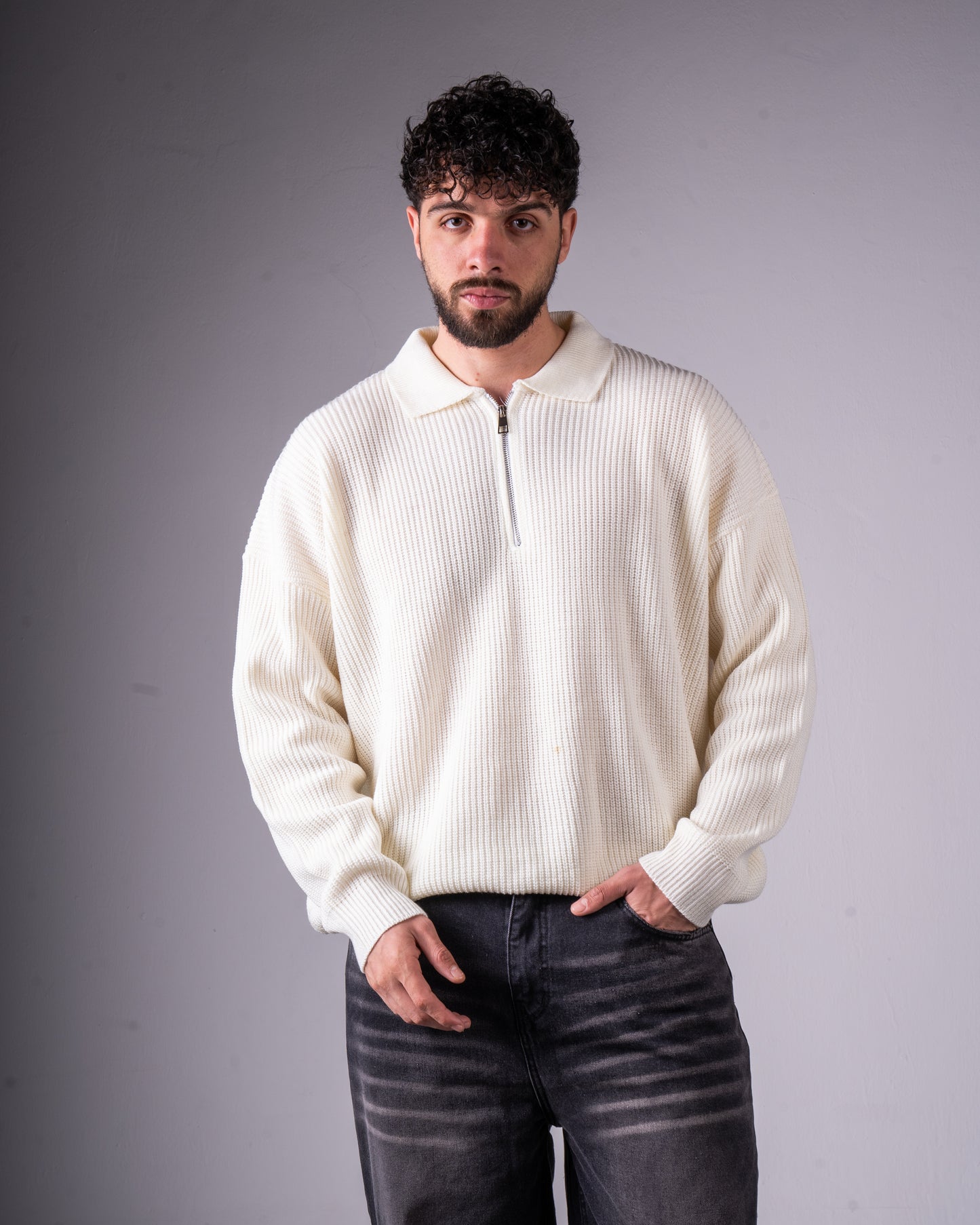 Trico Textured Quarter Zipper Oversized