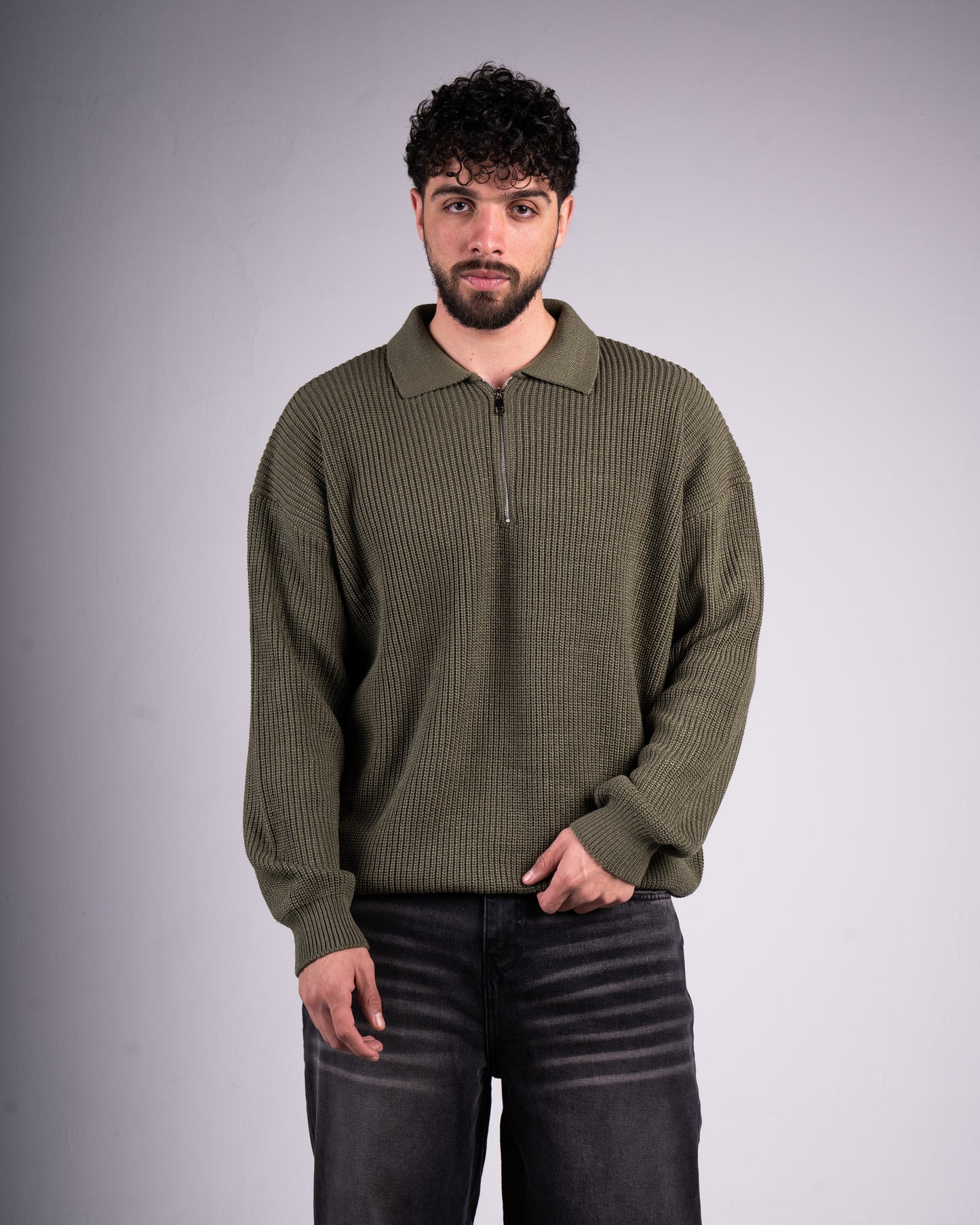 Trico Textured Quarter Zipper Oversized