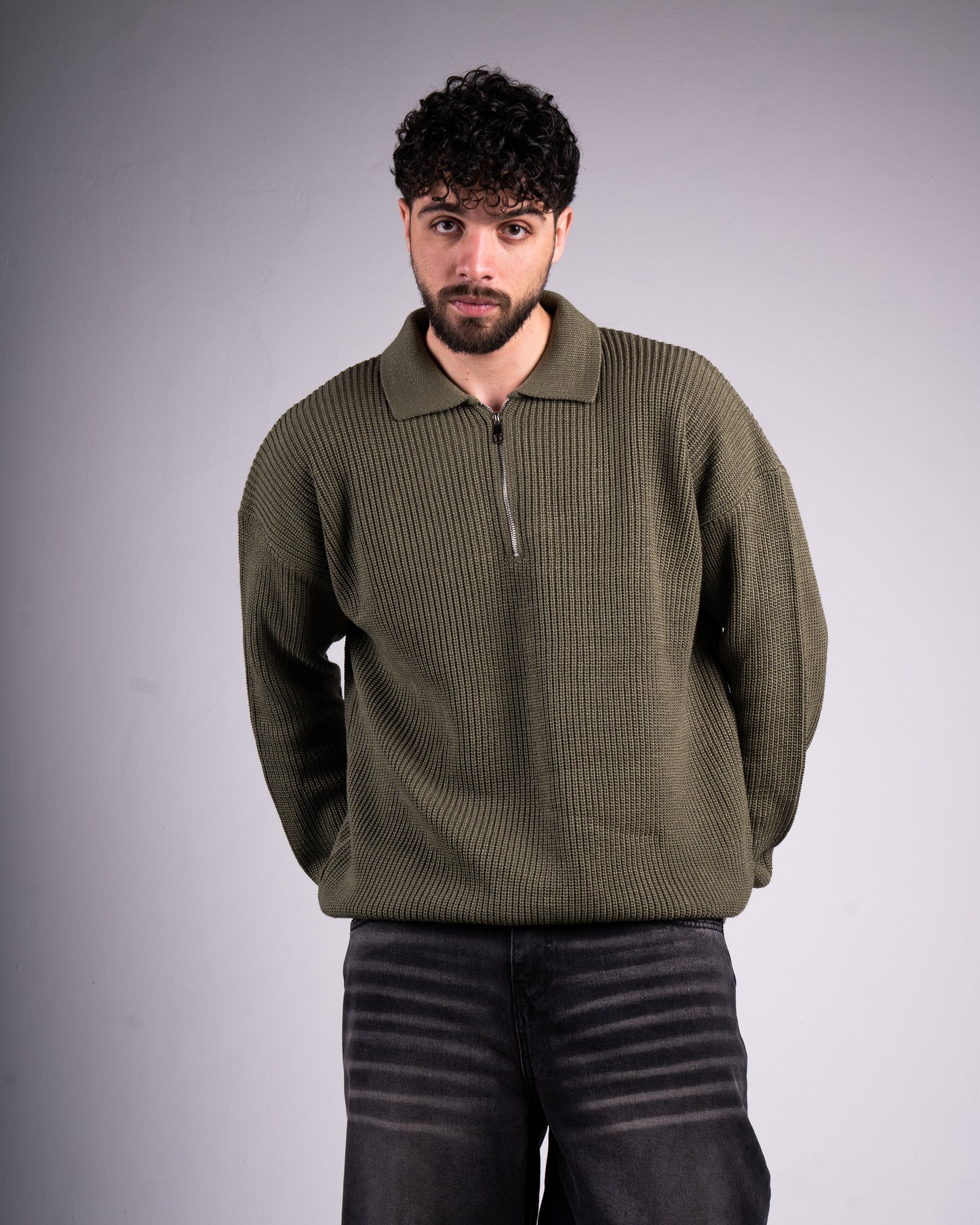 Trico Textured Quarter Zipper Oversized