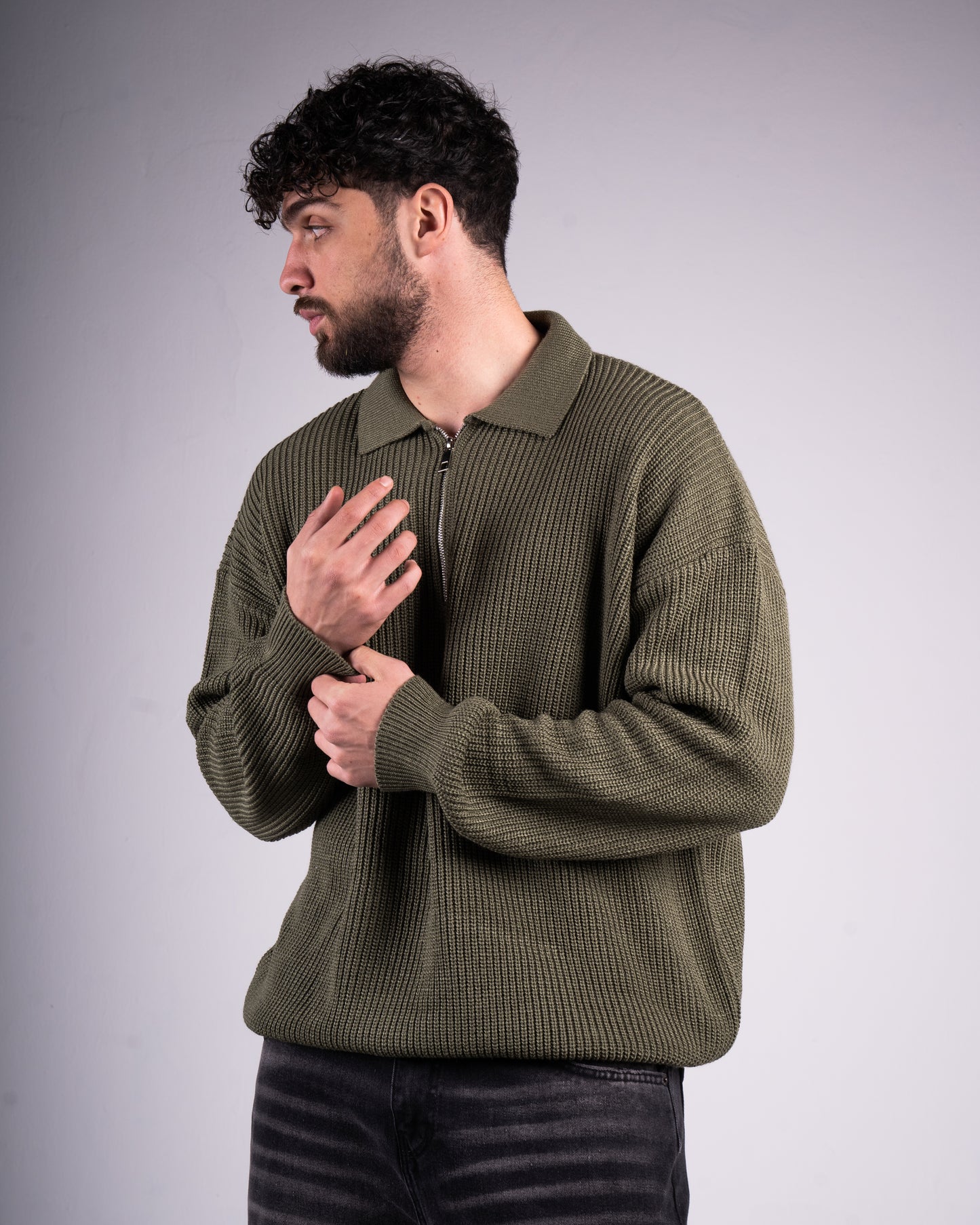 Trico Textured Quarter Zipper Oversized