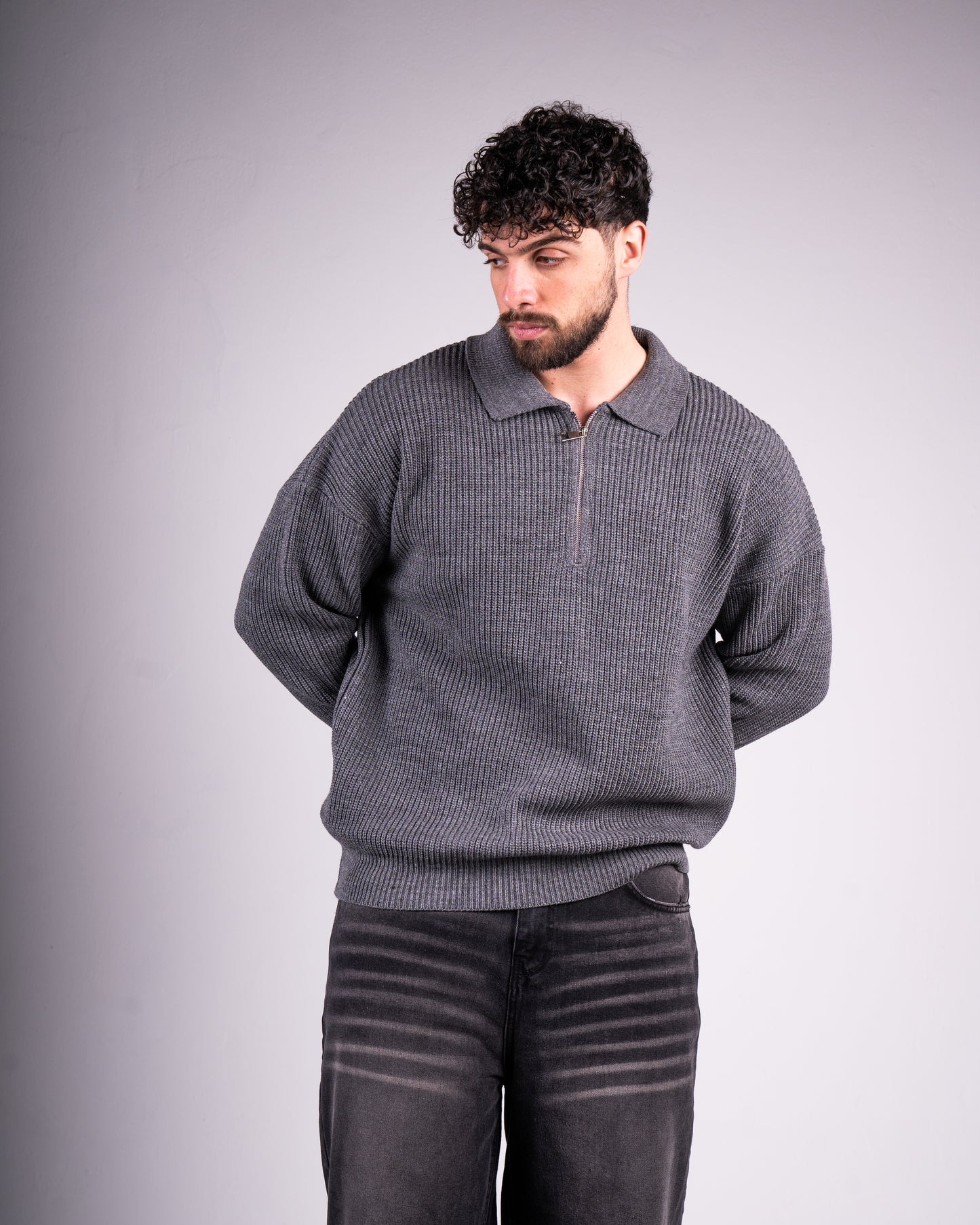 Trico Textured Quarter Zipper Oversized