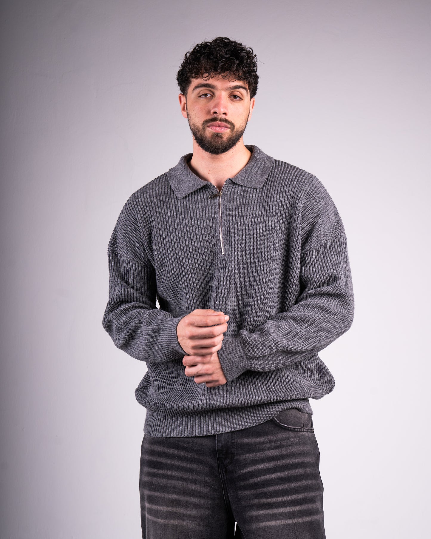 Trico Textured Quarter Zipper Oversized