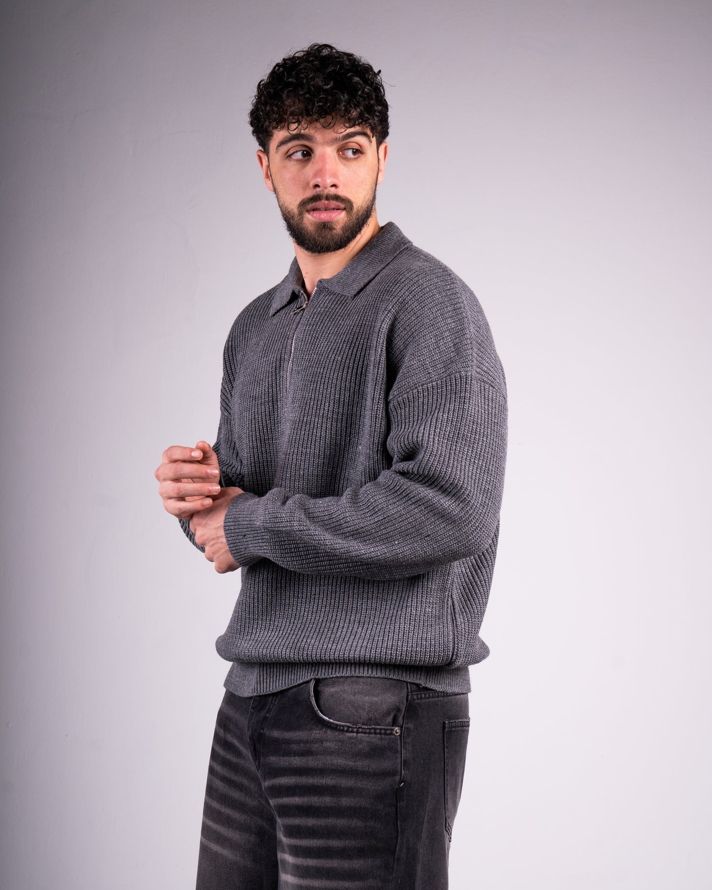 Trico Textured Quarter Zipper Oversized