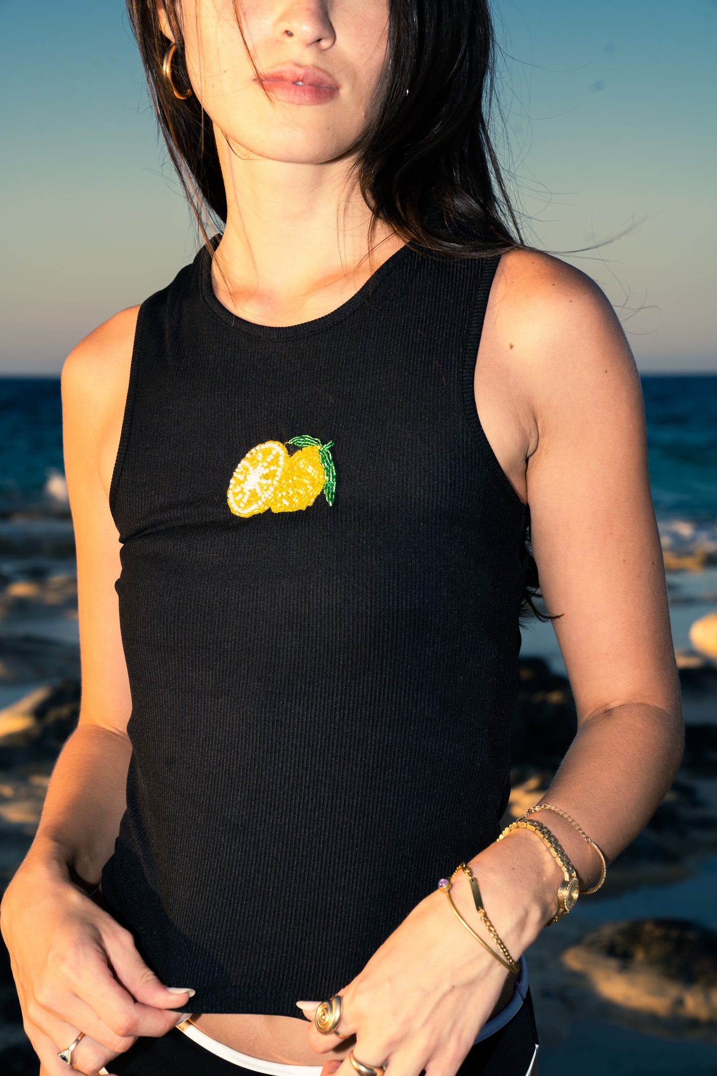 Lemon Tank Top - Black