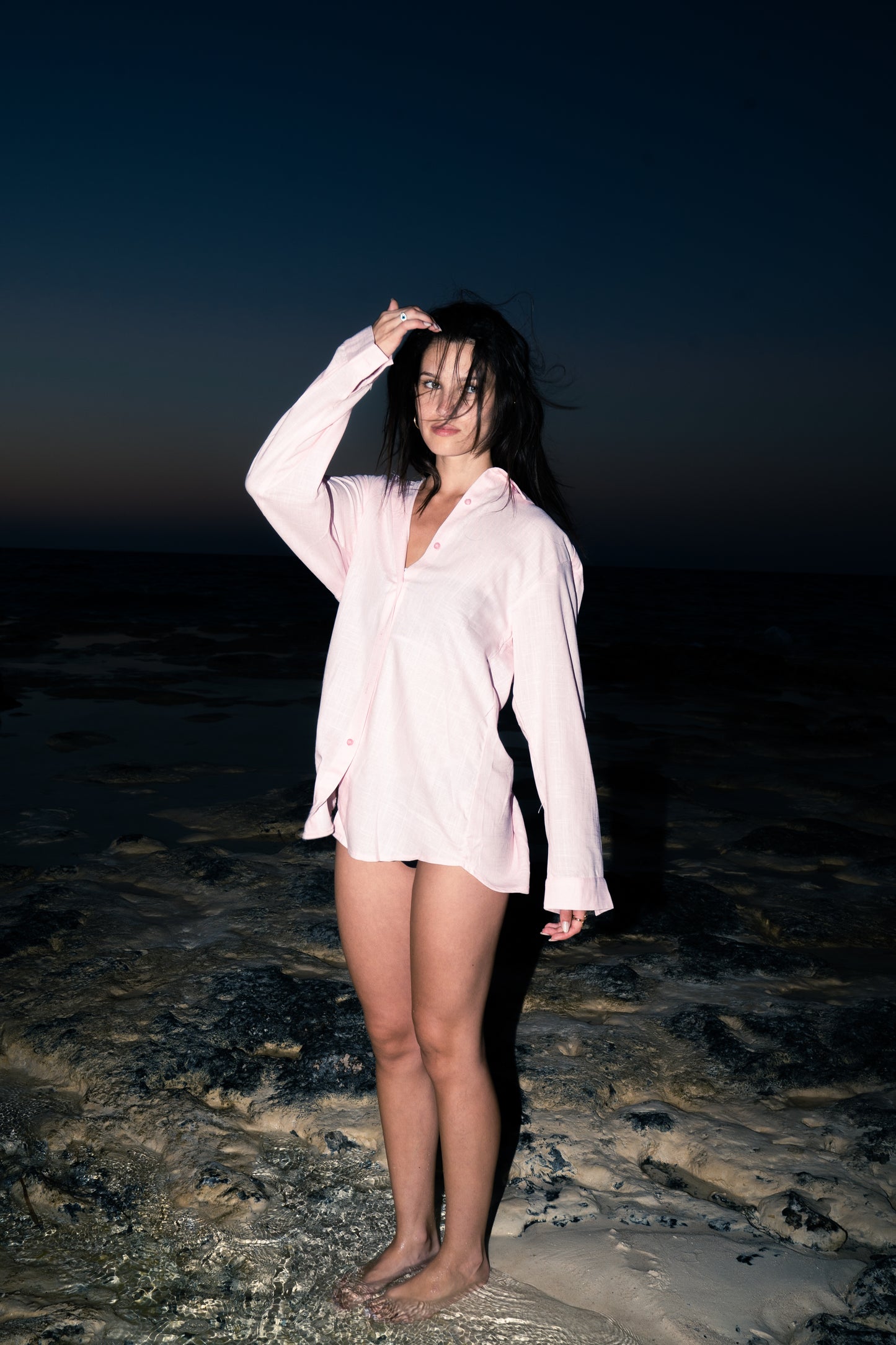 Women Linen Shirt - Pink