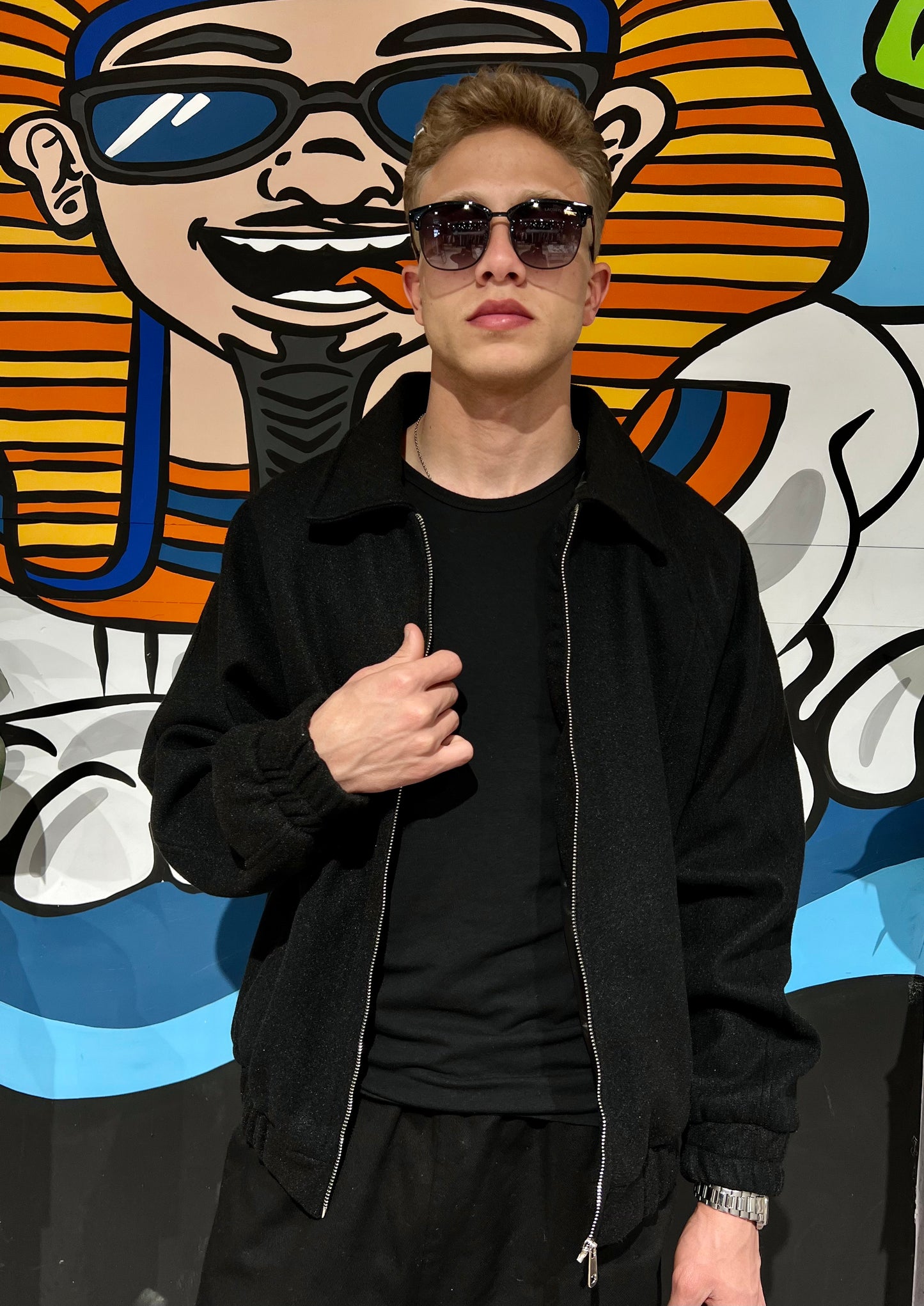 Synthetic Wool Trucker Jacket - Black