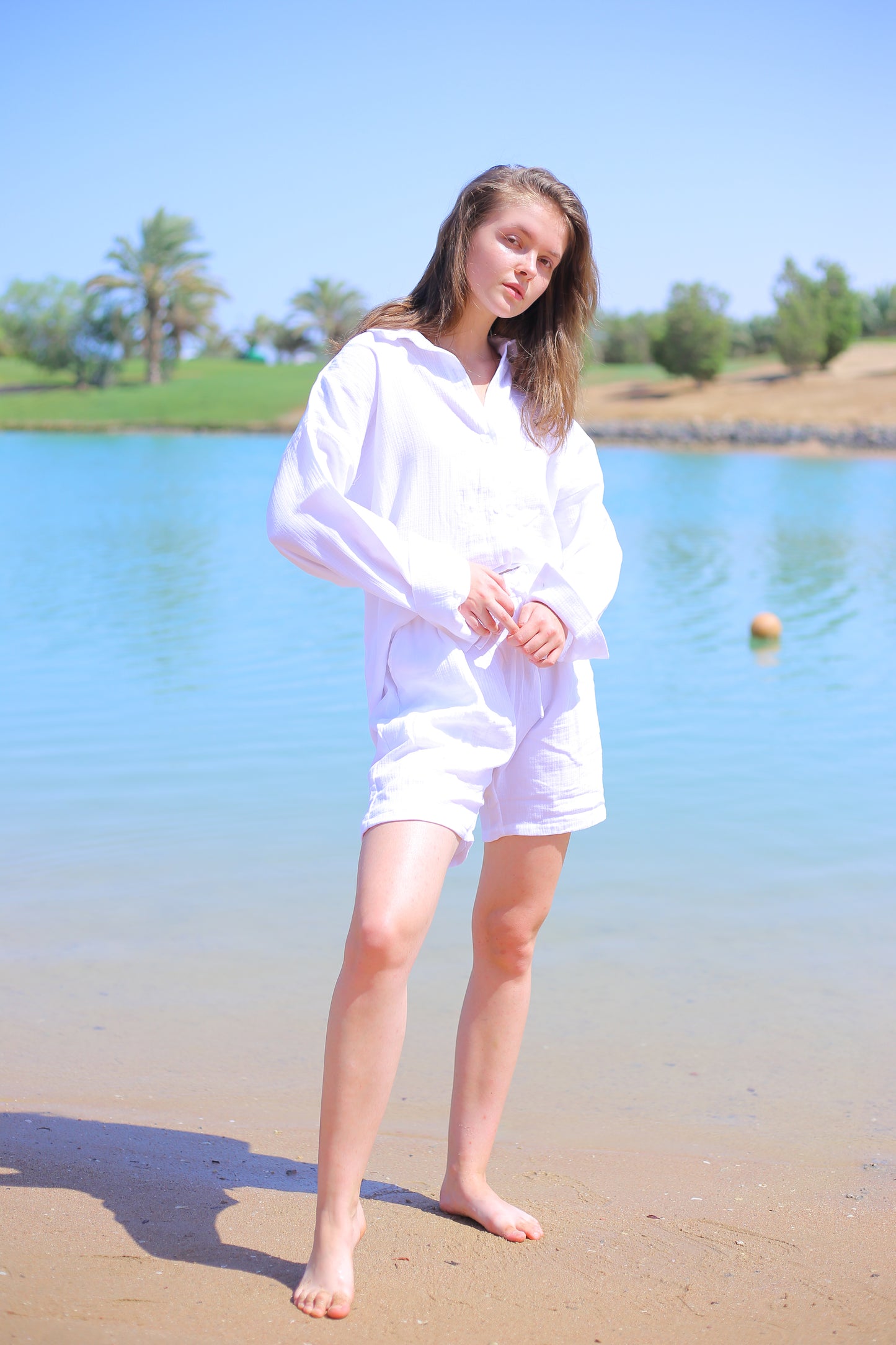 White LINEN shorts