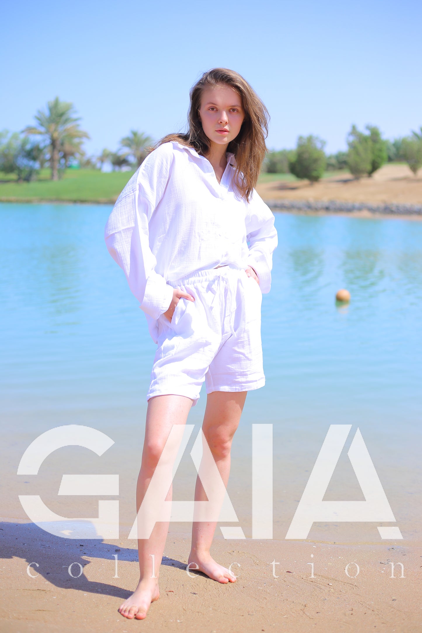 White LINEN shorts