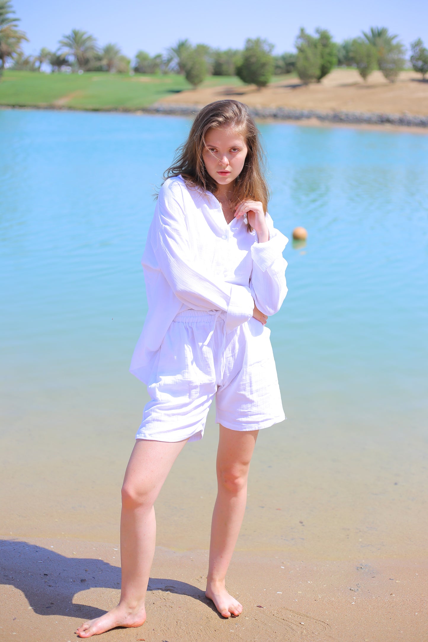 White LINEN shorts