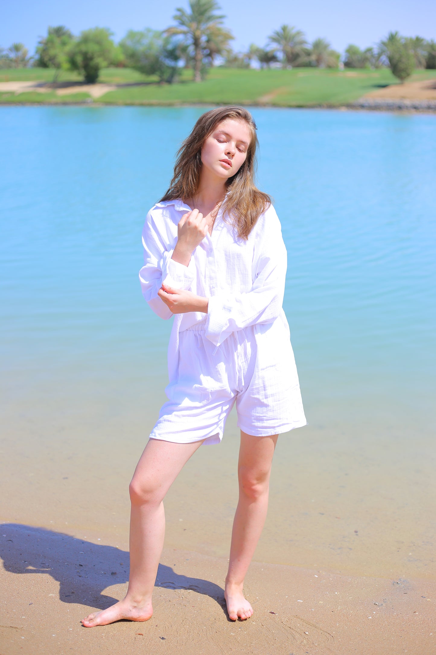White LINEN shorts
