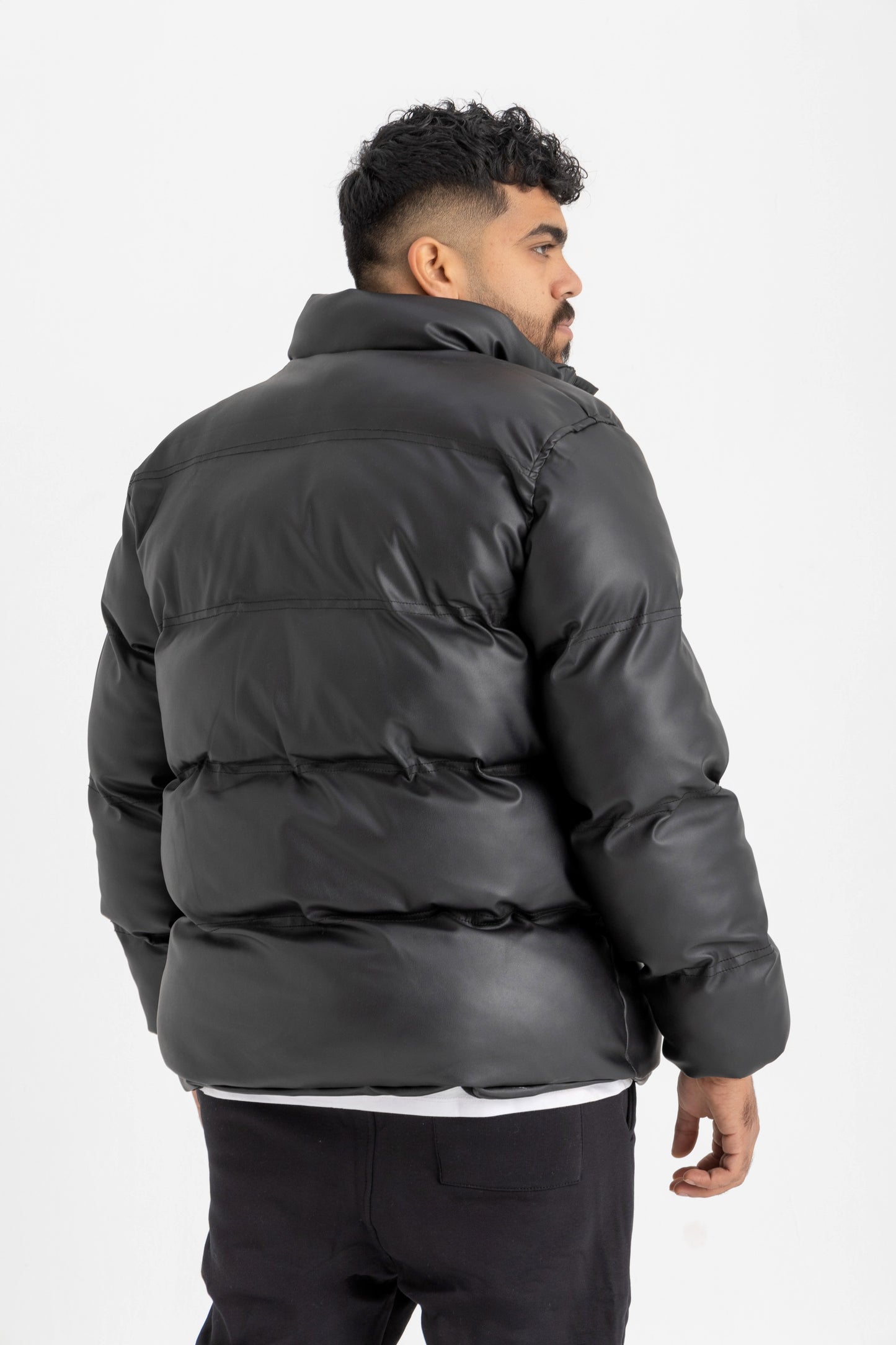 Faux Leather Puffer Jacket