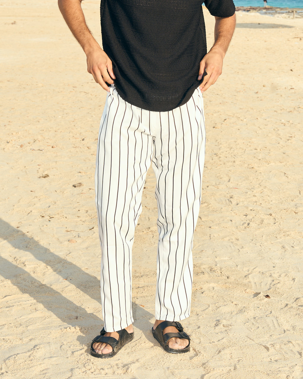 striped pants white
