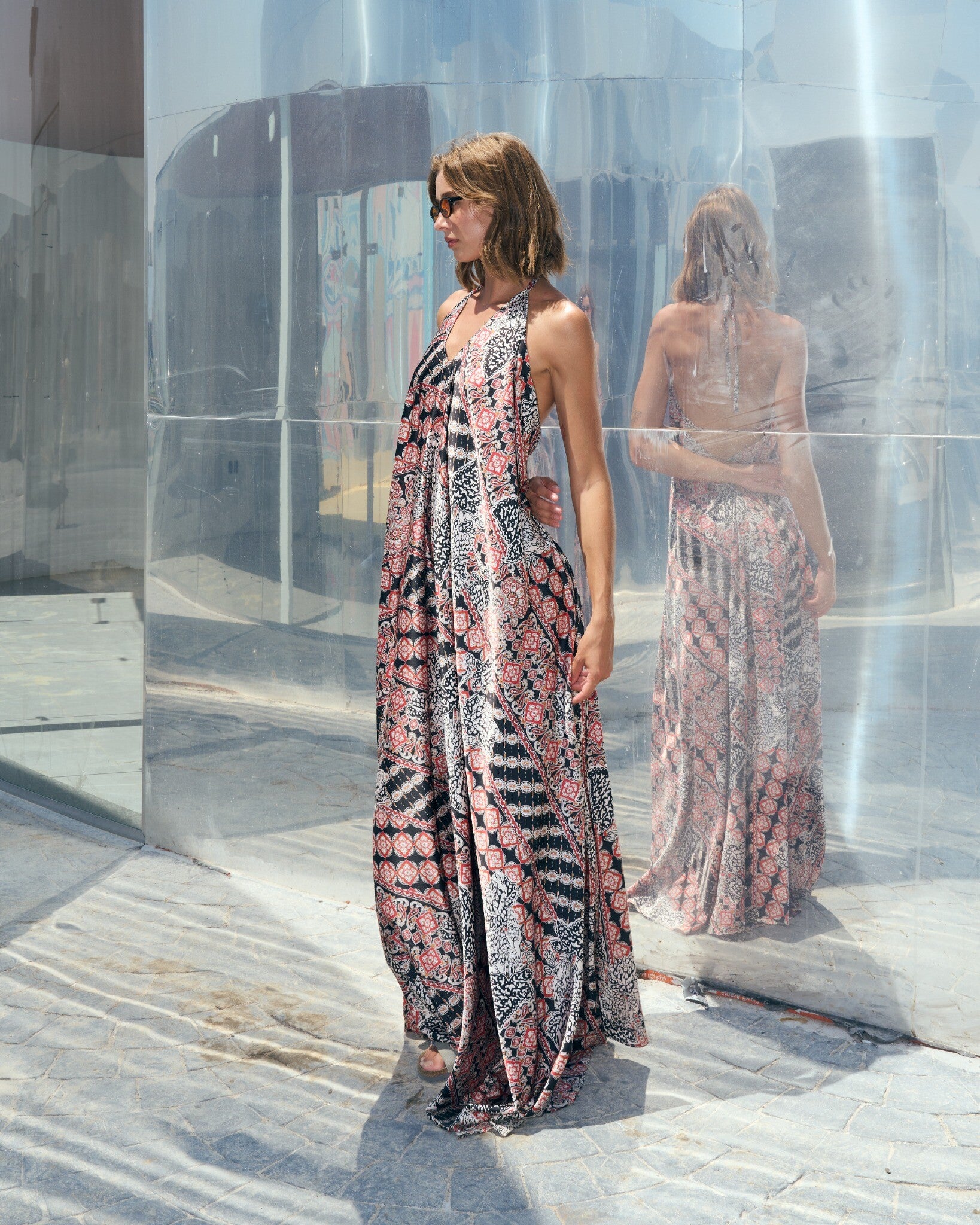 Desert Rose Silk Halter Dress
