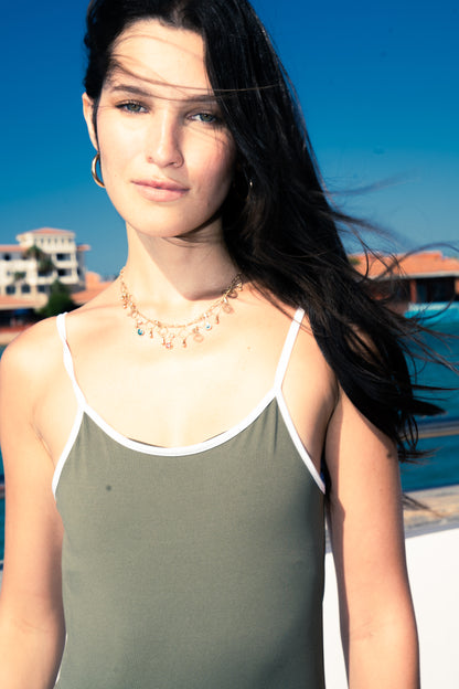 The Contrast Swimsuit - Olive
