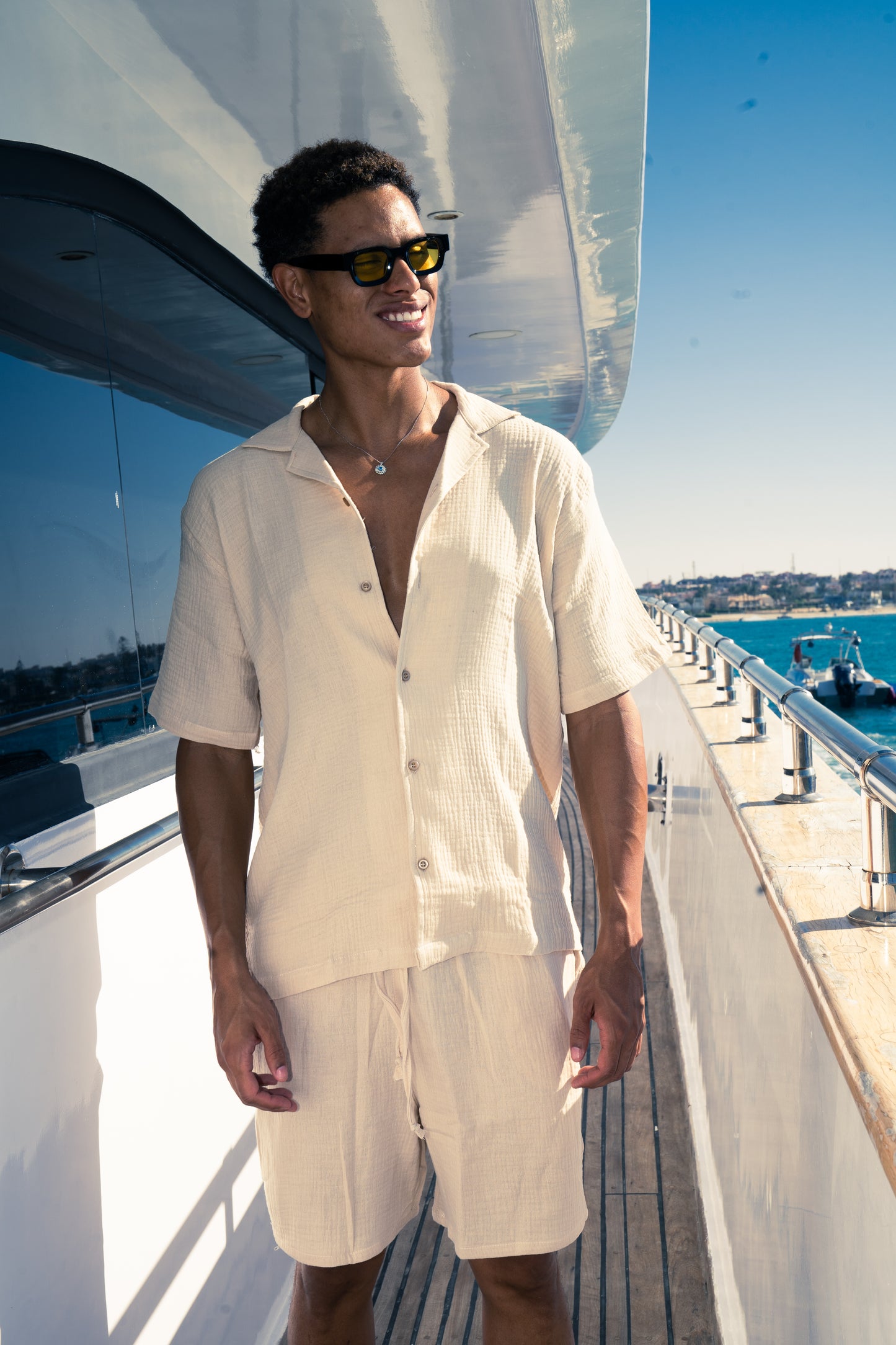 Man Linen Shorts - Beige