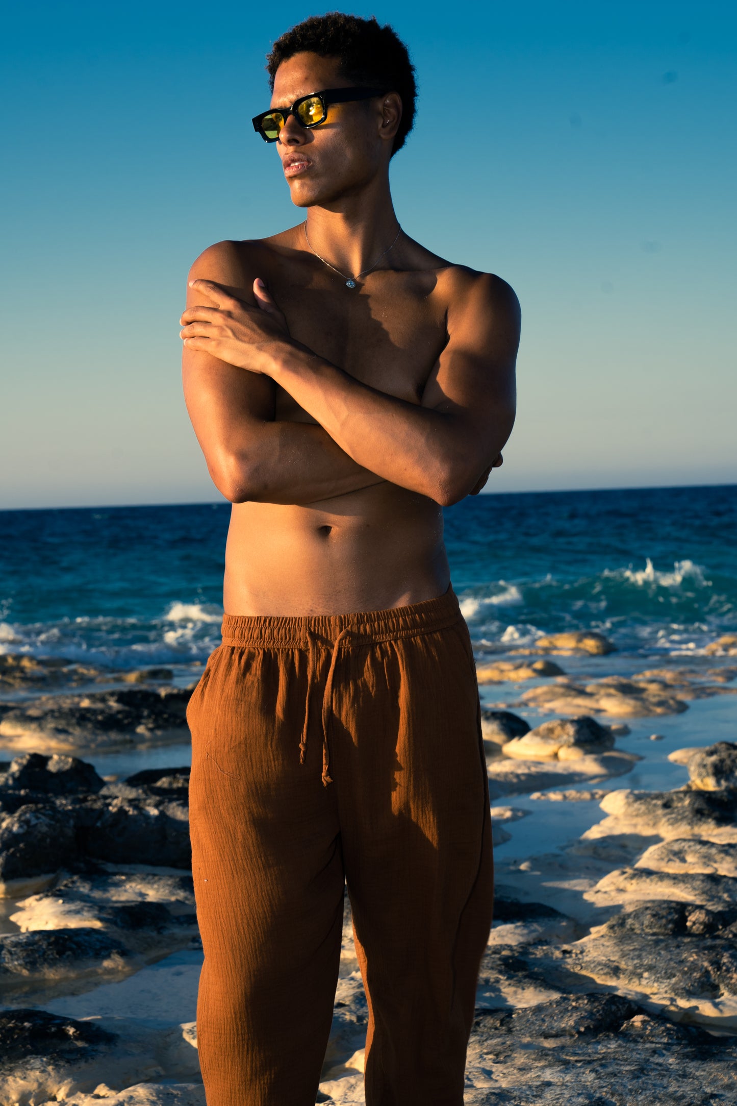 Man Linen Pants - Brown