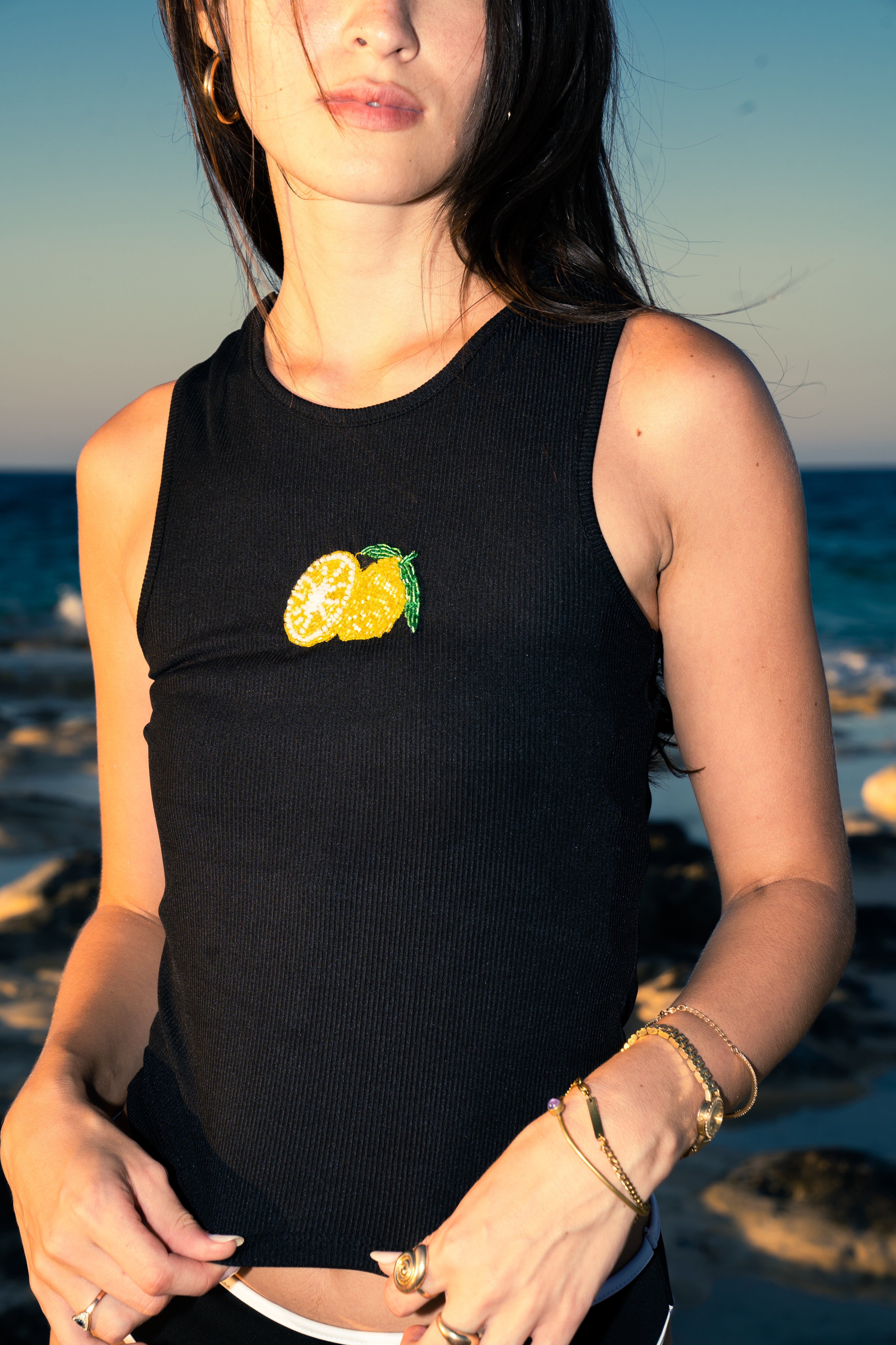 Lemon Tank Top - Black