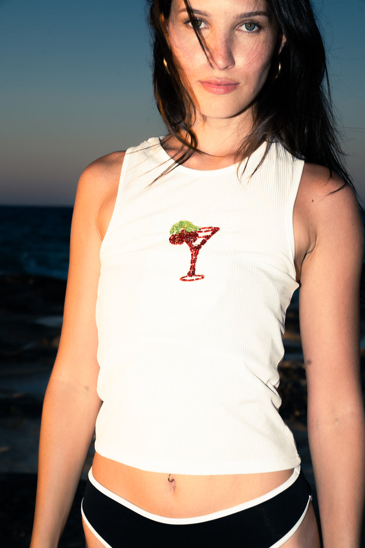 Cherry Tank Top - White