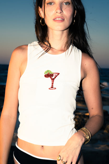 Cherry Tank Top - White
