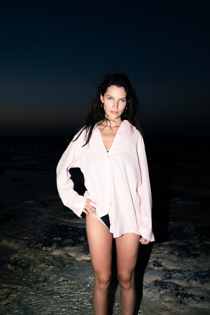 Women Linen Shirt - Pink