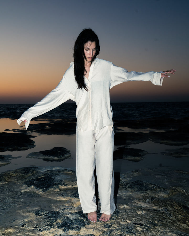 Women Linen Pants - White