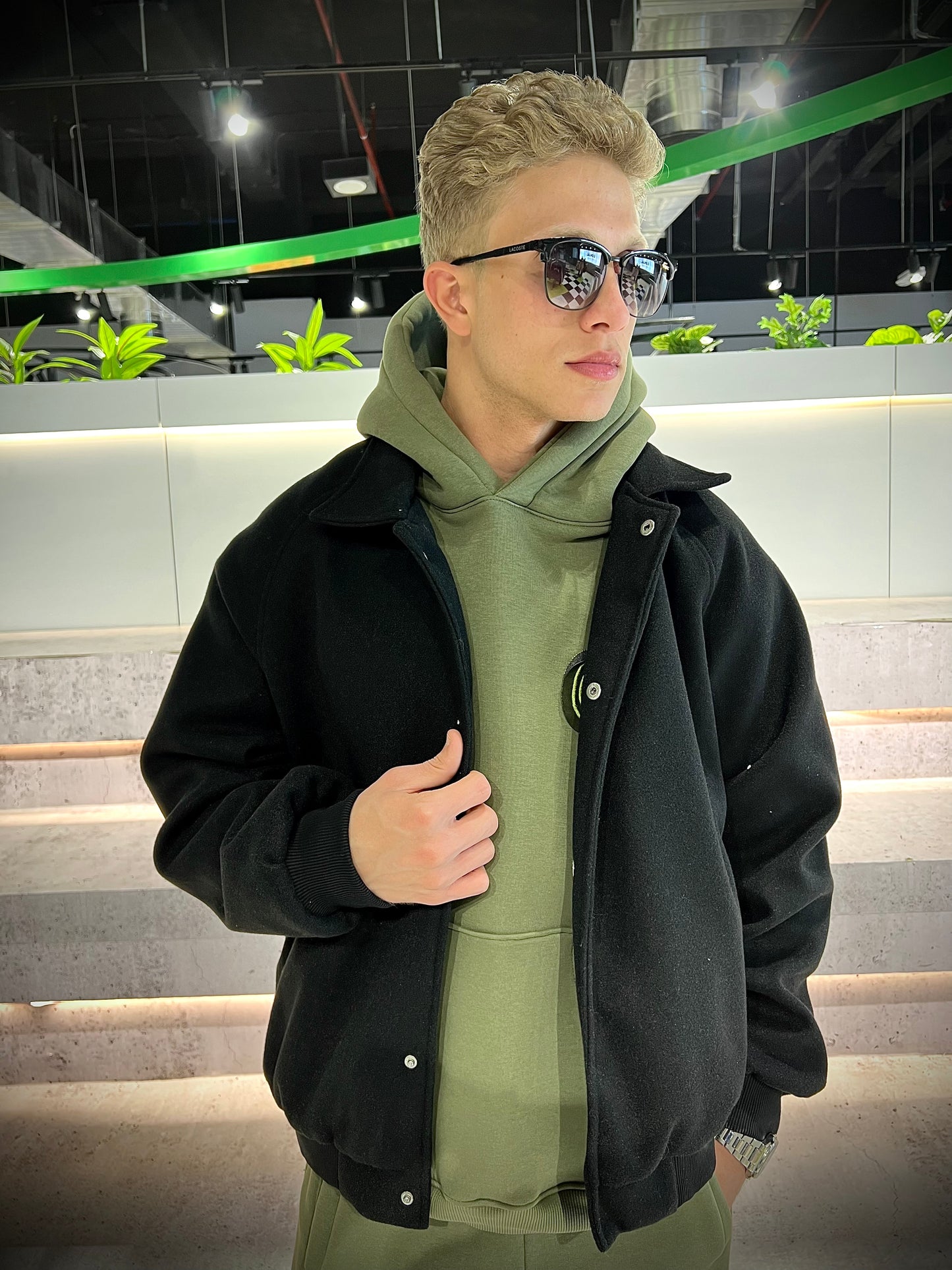 Wool Baseball Jacket - Black