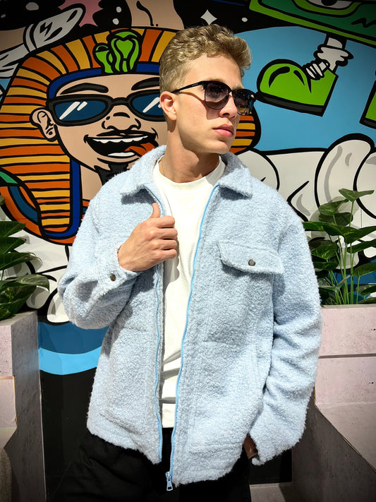 Unisex Sky Blue Fur Jacket