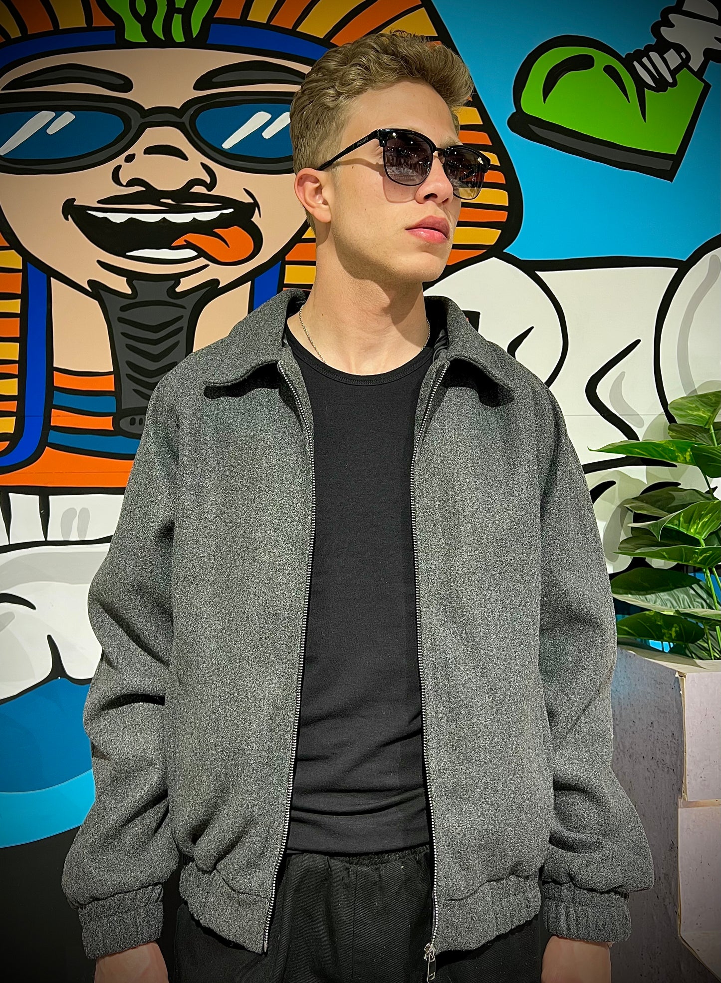 Synthetic Wool Trucker Jacket - Grey