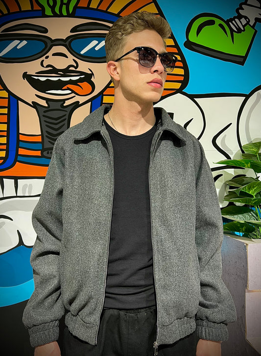Synthetic Wool Trucker Jacket - Grey