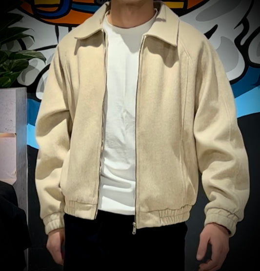 Synthetic Wool Trucker Jacket - Beige