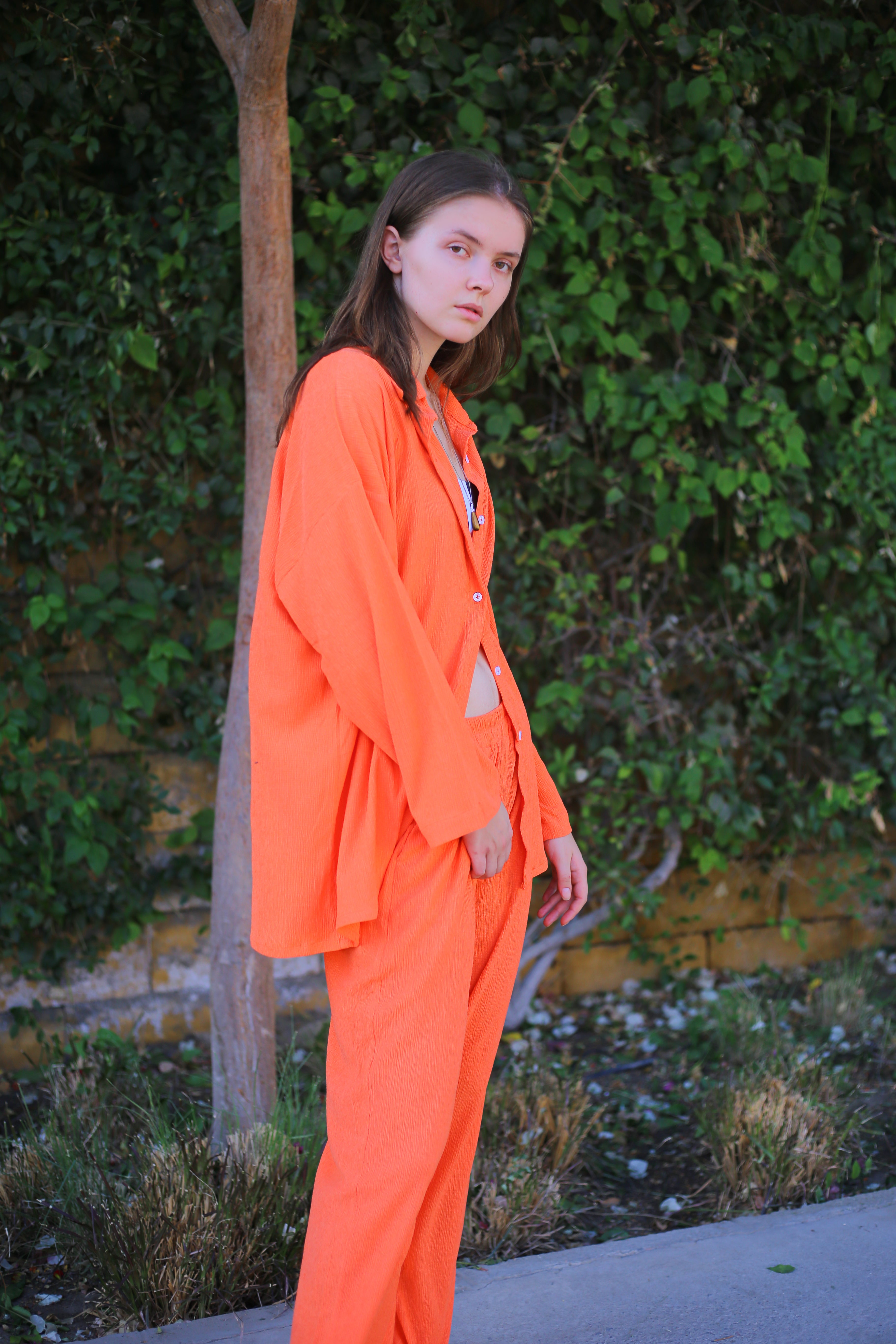 Orange Linen Pants