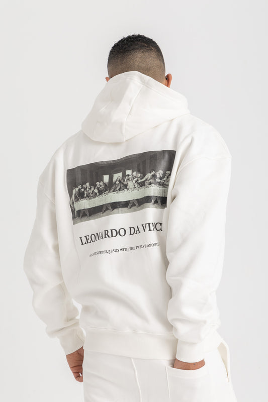 Leonardo Da Vinci White Hoodie