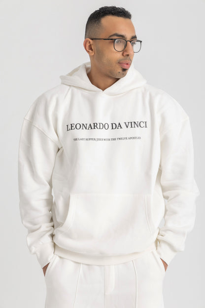 Leonardo Da Vinci White Hoodie