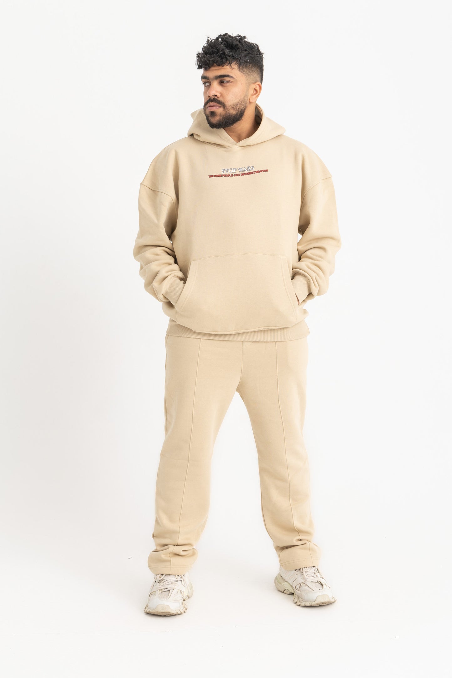 Stop Wars Beige Hoodie