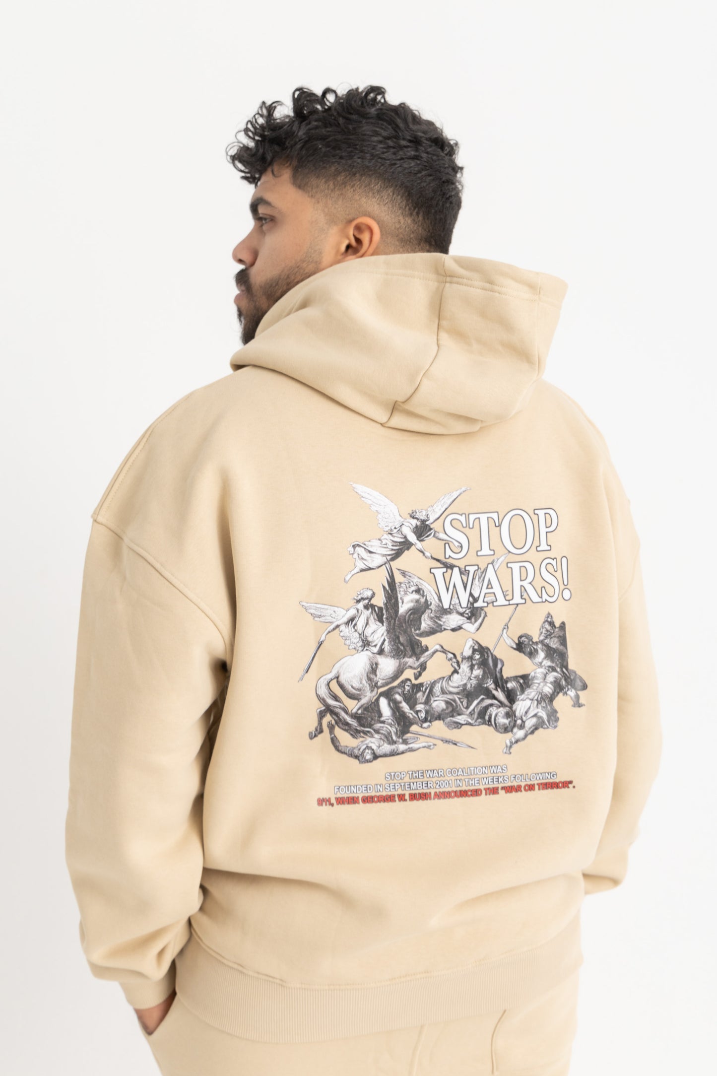 Stop Wars Beige Hoodie