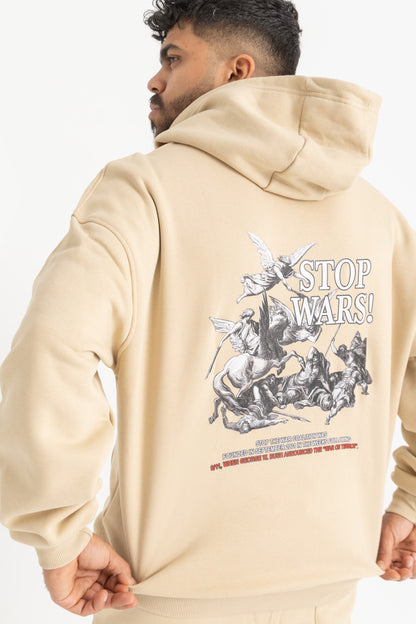 Stop Wars Beige Hoodie