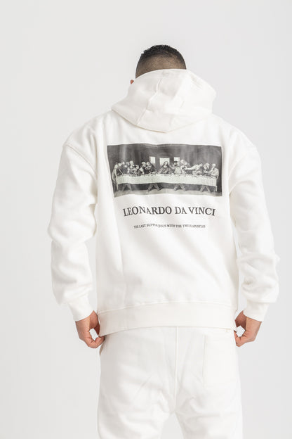 Leonardo Da Vinci White Hoodie