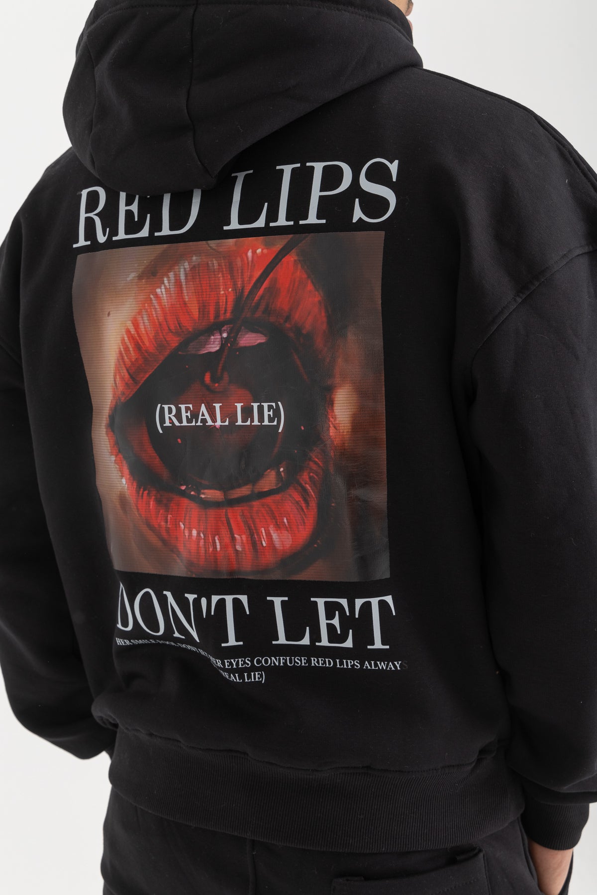 Red Lips Black Hoodie