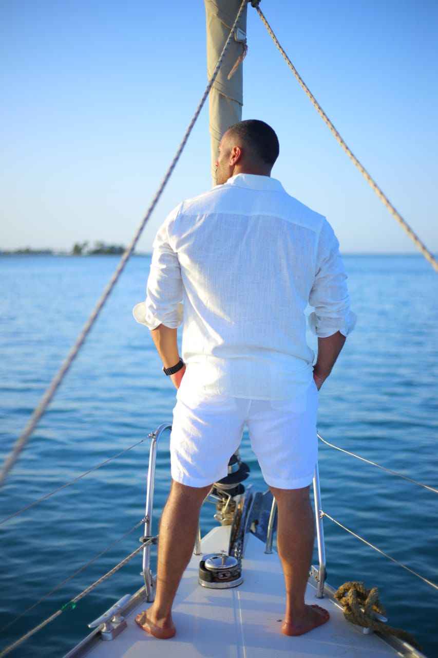White LINEN SHORTS